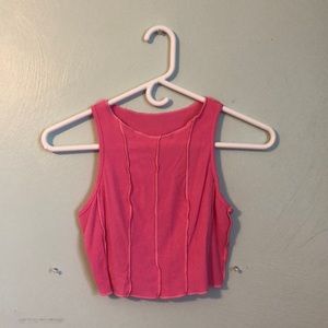 Shein Raw Hem Pink Crop Tank